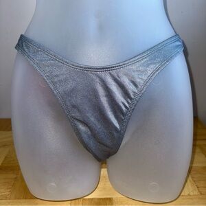 90S Dead Stock Jelly Swimwear Miami Silver V Cut Bikini Bottoms Sz S NWT USA